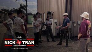 Nick Tran's endorsements talking to a group of students from Magnolia Jr. ROTC