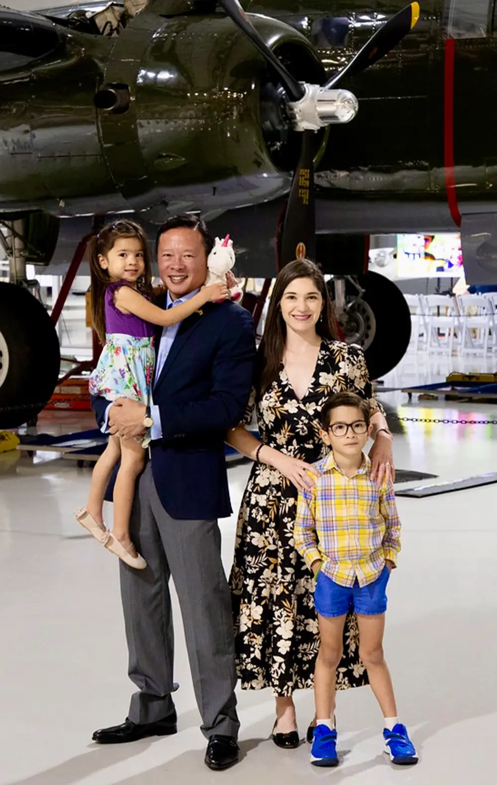 Nick Tran Family Photo in Front of Planes at the Air Show