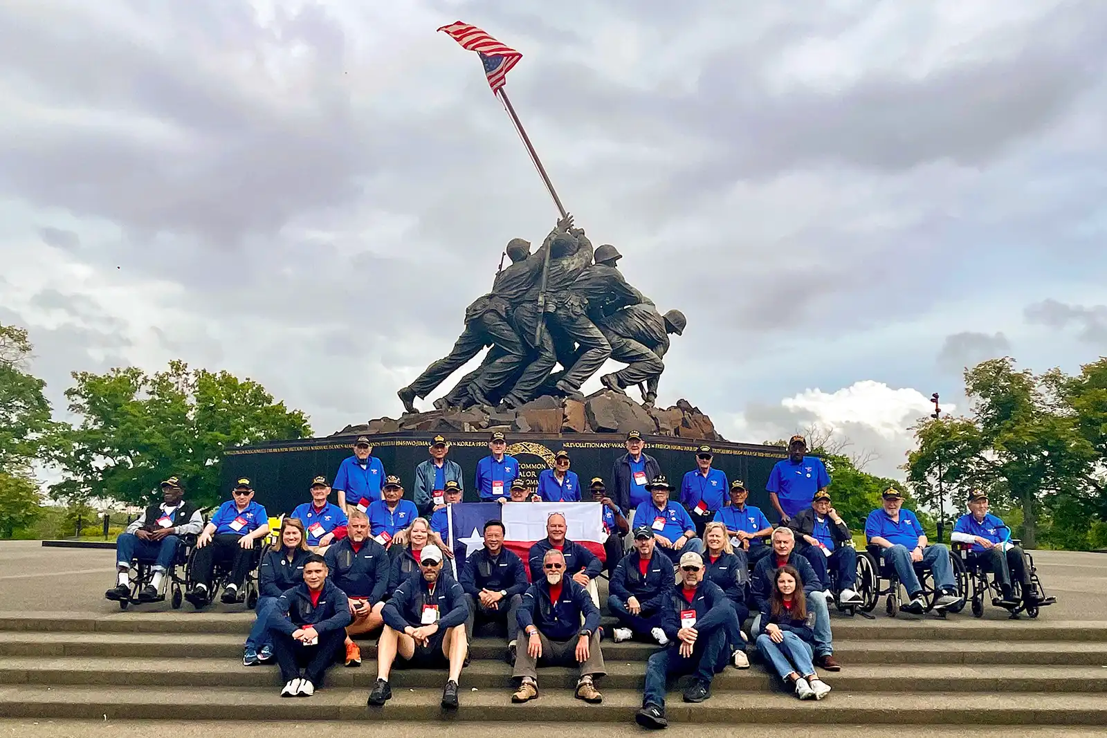 Nick Tran with other Veterans in front of the Iwo Jima Memorial
